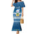 Tuvalu Christmas Family Matching Mermaid Dress and Hawaiian Shirt Snowman Hugs Tuvalu Coat of Arms Maori Pattern Blue Style LT03 Mom's Dress Blue - Polynesian Pride