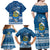 Tuvalu Christmas Family Matching Off Shoulder Maxi Dress and Hawaiian Shirt Snowman Hugs Tuvalu Coat of Arms Maori Pattern Blue Style LT03 - Polynesian Pride