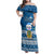 Tuvalu Christmas Family Matching Off Shoulder Maxi Dress and Hawaiian Shirt Snowman Hugs Tuvalu Coat of Arms Maori Pattern Blue Style LT03 Mom's Dress Blue - Polynesian Pride