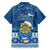 Tuvalu Christmas Family Matching Off Shoulder Short Dress and Hawaiian Shirt Snowman Hugs Tuvalu Coat of Arms Maori Pattern Blue Style LT03 - Polynesian Pride