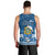 Tuvalu Christmas Men Tank Top Snowman Hugs Tuvalu Coat of Arms Maori Pattern Blue Style LT03 - Polynesian Pride