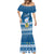 Tuvalu Christmas Mermaid Dress Snowman Hugs Tuvalu Coat of Arms Maori Pattern Blue Style LT03 - Polynesian Pride