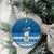 Personalised Tuvalu Christmas Ceramic Ornament Snowman Hugs Tuvalu Coat of Arms Maori Pattern Blue Style LT03 - Polynesian Pride