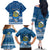 Personalised Tuvalu Christmas Family Matching Off Shoulder Long Sleeve Dress and Hawaiian Shirt Snowman Hugs Tuvalu Coat of Arms Maori Pattern Blue Style LT03 - Polynesian Pride