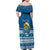 Personalised Tuvalu Christmas Family Matching Off Shoulder Maxi Dress and Hawaiian Shirt Snowman Hugs Tuvalu Coat of Arms Maori Pattern Blue Style LT03 - Polynesian Pride