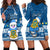 Personalised Tuvalu Christmas Hoodie Dress Snowman Hugs Tuvalu Coat of Arms Maori Pattern Blue Style LT03 - Polynesian Pride