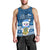 Personalised Tuvalu Christmas Men Tank Top Snowman Hugs Tuvalu Coat of Arms Maori Pattern Blue Style LT03 - Polynesian Pride