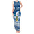 Personalised Tuvalu Christmas Tank Maxi Dress Snowman Hugs Tuvalu Coat of Arms Maori Pattern Blue Style LT03 Women Blue - Polynesian Pride