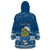 Personalised Tuvalu Christmas Wearable Blanket Hoodie Snowman Hugs Tuvalu Coat of Arms Maori Pattern Blue Style LT03 - Polynesian Pride