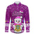 Tuvalu Christmas Family Matching Off Shoulder Short Dress and Hawaiian Shirt Snowman Hugs Tuvalu Coat of Arms Maori Pattern Pink Style LT03 Dad's Shirt - Long Sleeve Pink - Polynesian Pride