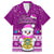 Tuvalu Christmas Family Matching Short Sleeve Bodycon Dress and Hawaiian Shirt Snowman Hugs Tuvalu Coat of Arms Maori Pattern Pink Style LT03 Dad's Shirt - Short Sleeve Pink - Polynesian Pride