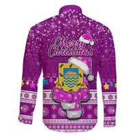 Tuvalu Christmas Family Matching Tank Maxi Dress and Hawaiian Shirt Snowman Hugs Tuvalu Coat of Arms Maori Pattern Pink Style LT03 - Polynesian Pride