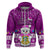 Tuvalu Christmas Hoodie Snowman Hugs Tuvalu Coat of Arms Maori Pattern Pink Style LT03 - Polynesian Pride