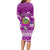 Tuvalu Christmas Long Sleeve Bodycon Dress Snowman Hugs Tuvalu Coat of Arms Maori Pattern Pink Style LT03 - Polynesian Pride