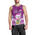 Tuvalu Christmas Men Tank Top Snowman Hugs Tuvalu Coat of Arms Maori Pattern Pink Style LT03 - Polynesian Pride