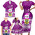 Personalised Tuvalu Christmas Family Matching Short Sleeve Bodycon Dress and Hawaiian Shirt Snowman Hugs Tuvalu Coat of Arms Maori Pattern Pink Style LT03 - Polynesian Pride