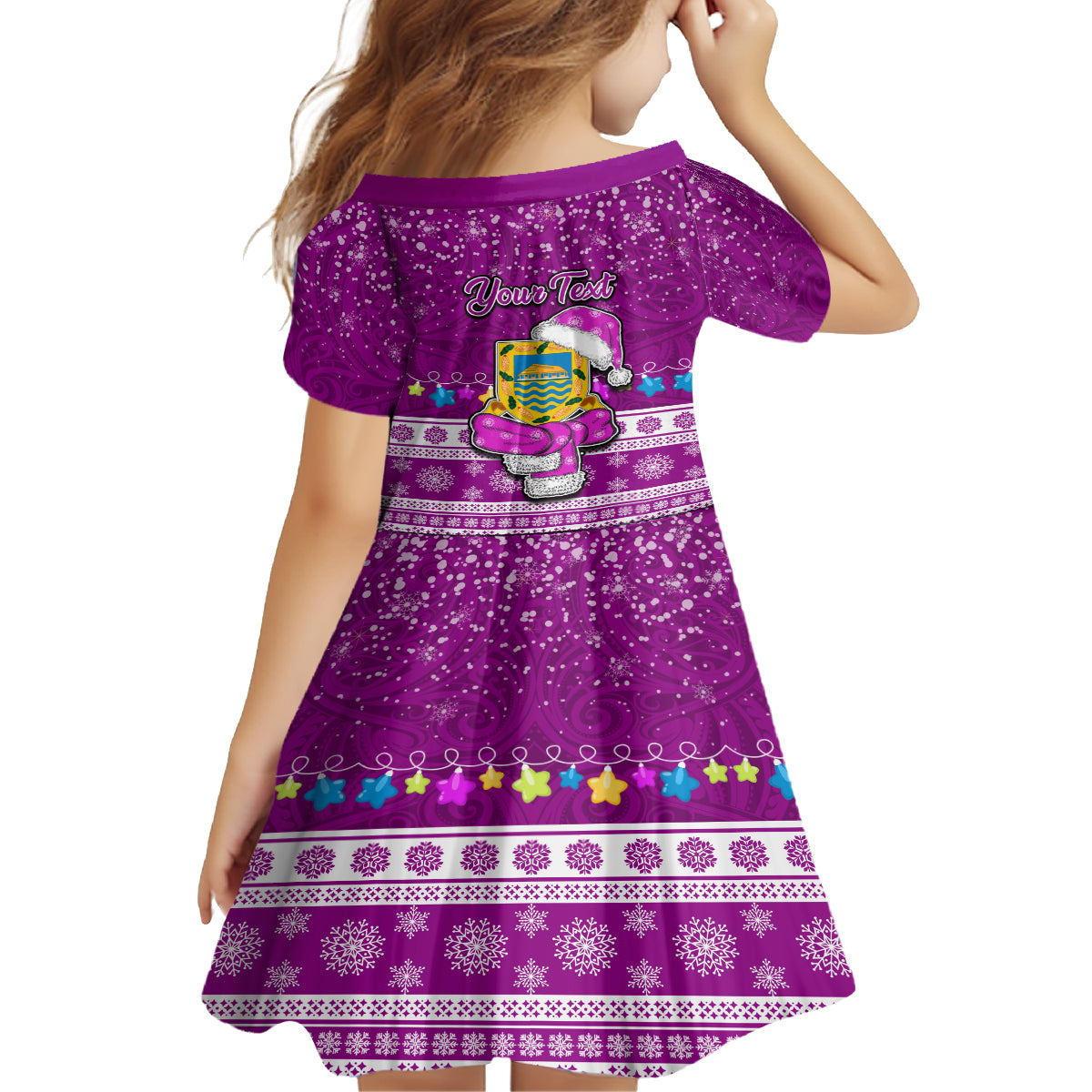 Personalised Tuvalu Christmas Family Matching Tank Maxi Dress and Hawaiian Shirt Snowman Hugs Tuvalu Coat of Arms Maori Pattern Pink Style LT03 - Polynesian Pride