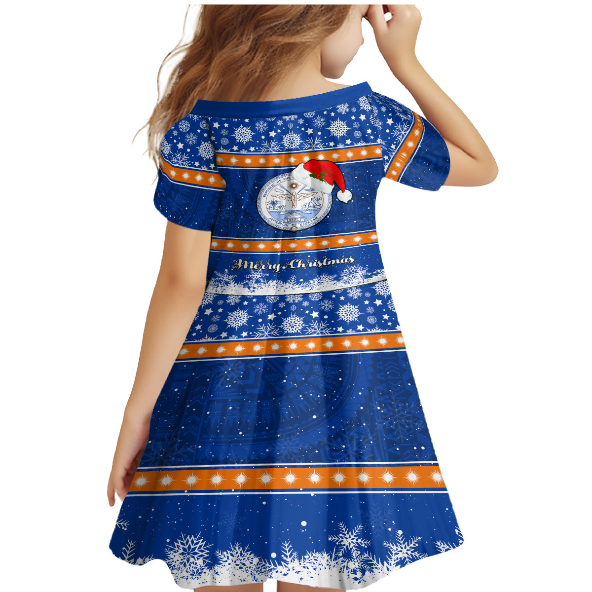 Marshall Islands Christmas Family Matching Mermaid Dress and Hawaiian Shirt Santa Claus and Coat of Arms Mix Polynesian Xmas Style LT03 - Polynesian Pride