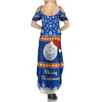Marshall Islands Christmas Family Matching Summer Maxi Dress and Hawaiian Shirt Santa Claus and Coat of Arms Mix Polynesian Xmas Style LT03 - Polynesian Pride