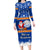 Marshall Islands Christmas Long Sleeve Bodycon Dress Santa Claus and Coat of Arms Mix Polynesian Xmas Style LT03 Long Dress Blue - Polynesian Pride