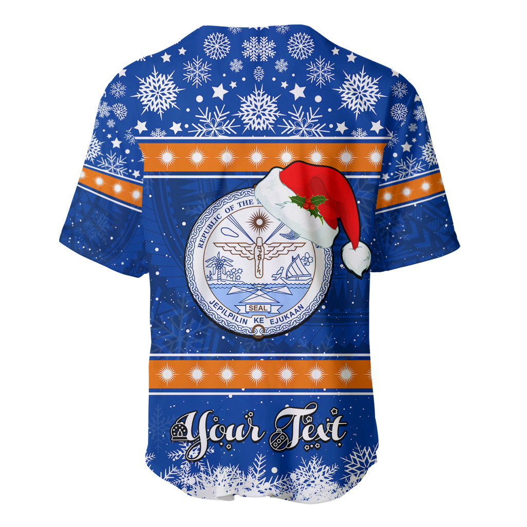 Personalised Marshall Islands Christmas Baseball Jersey Santa Claus and Coat of Arms Mix Polynesian Xmas Style LT03 - Polynesian Pride