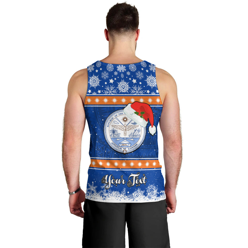 Personalised Marshall Islands Christmas Men Tank Top Santa Claus and Coat of Arms Mix Polynesian Xmas Style LT03 - Polynesian Pride