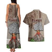 Hawaii Couples Matching Tank Maxi Dress and Hawaiian Shirt Aloha Volcano Mix Kakau Hawaiian Tribal LT03 - Polynesian Pride