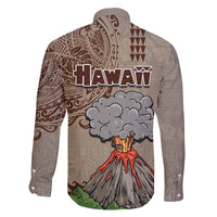 Hawaii Family Matching Off Shoulder Long Sleeve Dress and Hawaiian Shirt Aloha Volcano Mix Kakau Hawaiian Tribal LT03 - Polynesian Pride