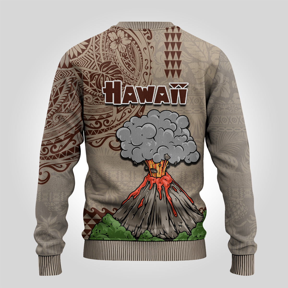 Hawaii Ugly Christmas Sweater Aloha Volcano Mix Kakau Hawaiian Tribal LT03 - Polynesian Pride