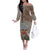 Hawaii Off The Shoulder Long Sleeve Dress Aloha Volcano Mix Kakau Hawaiian Tribal LT03 Women Beige - Polynesian Pride