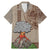 Aloha Volcano Custom Family Matching Mermaid Dress and Hawaiian Shirt Mix Hawaiian Kakau Tribal LT03 Dad's Shirt - Short Sleeve Beige - Polynesian Pride