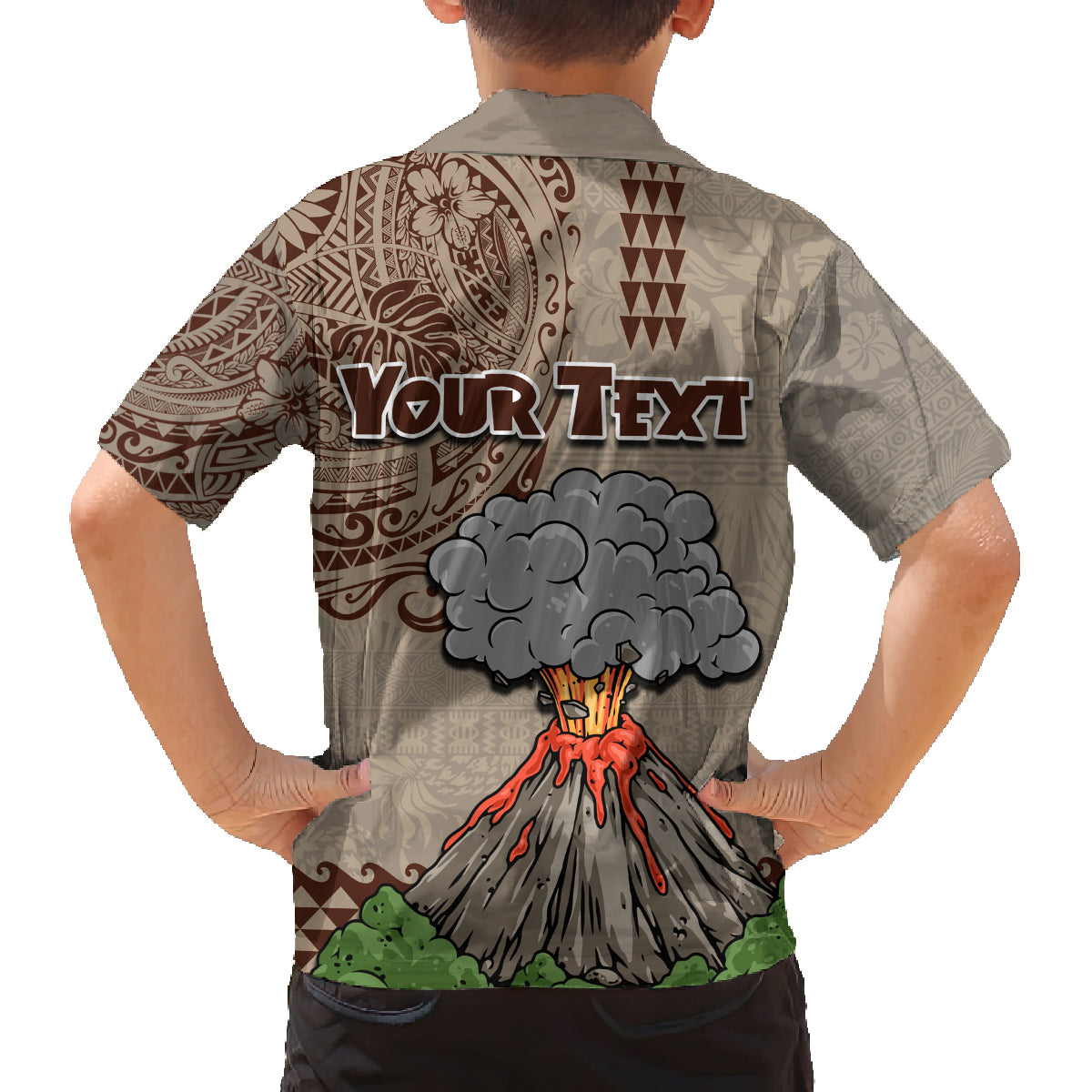 Aloha Volcano Custom Family Matching Off Shoulder Long Sleeve Dress and Hawaiian Shirt Mix Hawaiian Kakau Tribal LT03 - Polynesian Pride