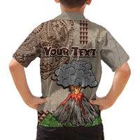 Aloha Volcano Custom Family Matching Off Shoulder Short Dress and Hawaiian Shirt Mix Hawaiian Kakau Tribal LT03 - Polynesian Pride