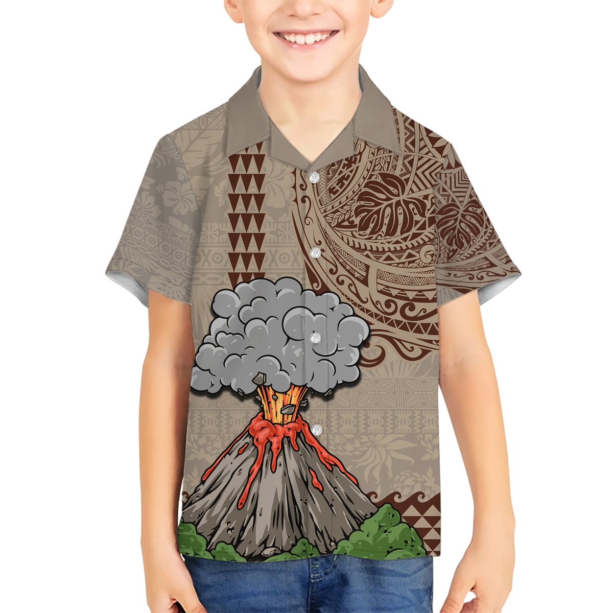Aloha Volcano Custom Hawaiian Shirt Mix Hawaiian Kakau Tribal LT03 - Polynesian Pride