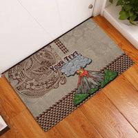 Aloha Volcano Custom Rubber Doormat Mix Hawaiian Kakau Tribal LT03 Beige - Polynesian Pride
