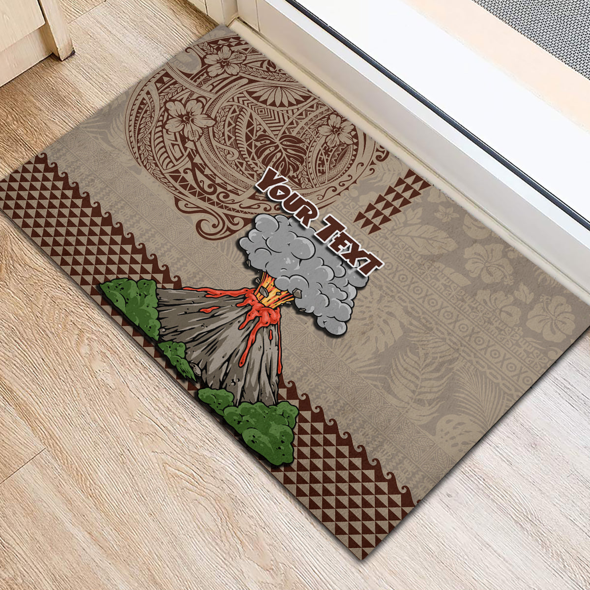 Aloha Volcano Custom Rubber Doormat Mix Hawaiian Kakau Tribal LT03 - Polynesian Pride