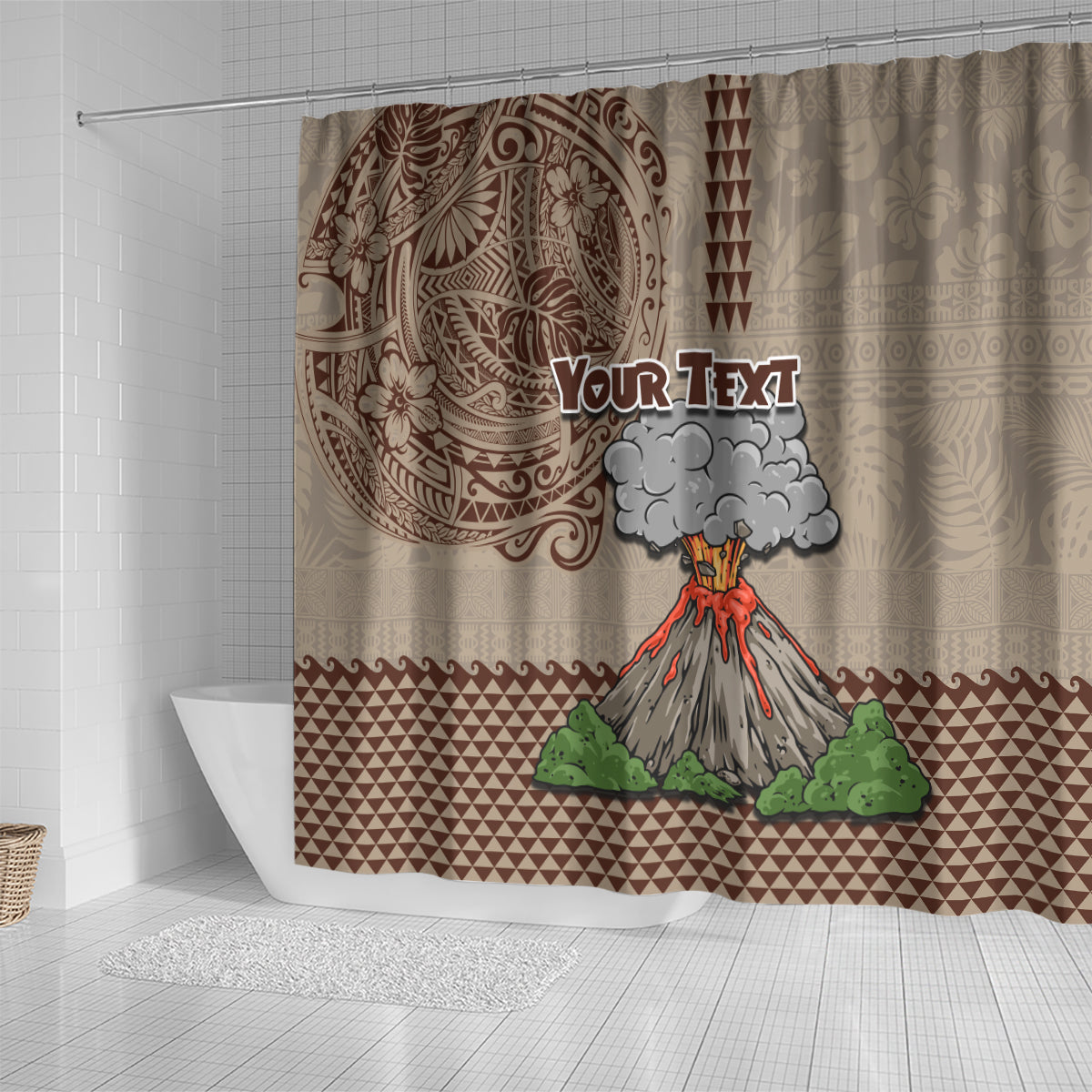 Aloha Volcano Custom Shower Curtain Mix Hawaiian Kakau Tribal LT03 - Polynesian Pride