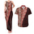 Tonga Fonulei and Ngatu Pattern Couples Matching Tank Maxi Dress and Hawaiian Shirt LT03 Red - Polynesian Pride