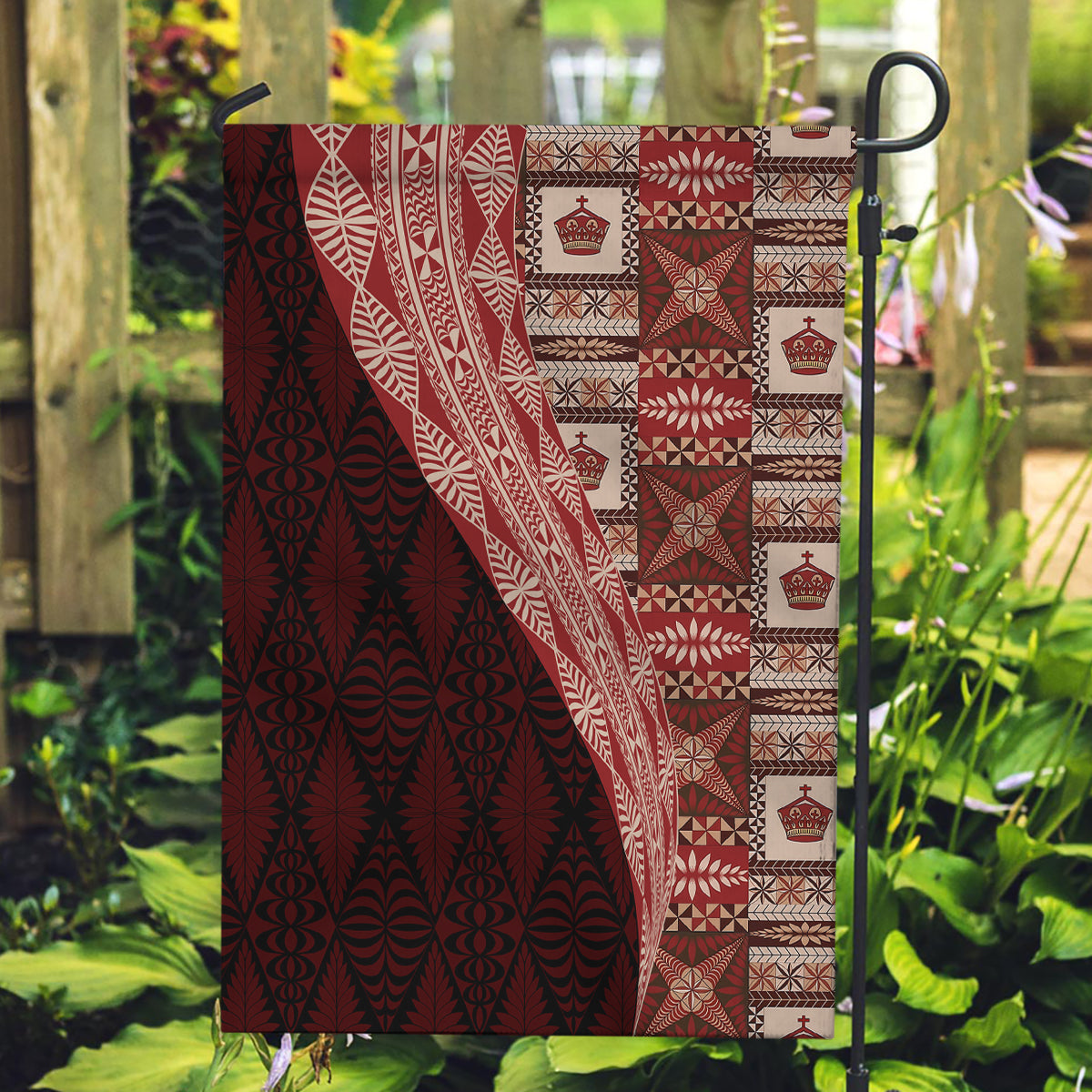 Tonga Fonulei and Ngatu Pattern Garden Flag LT03 Garden Flag Red - Polynesian Pride