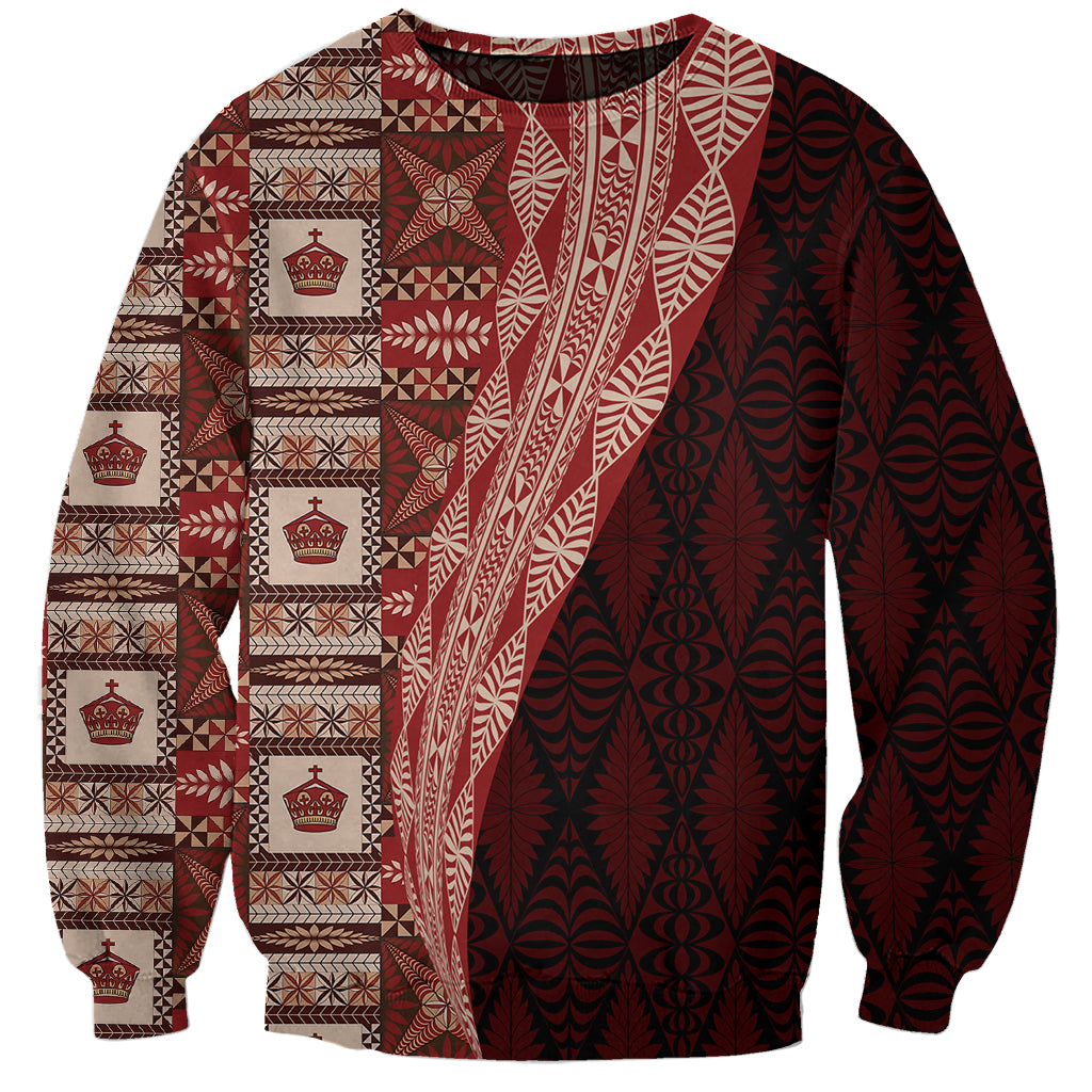 Tonga Fonulei and Ngatu Pattern Sweatshirt LT03 Unisex Red - Polynesian Pride