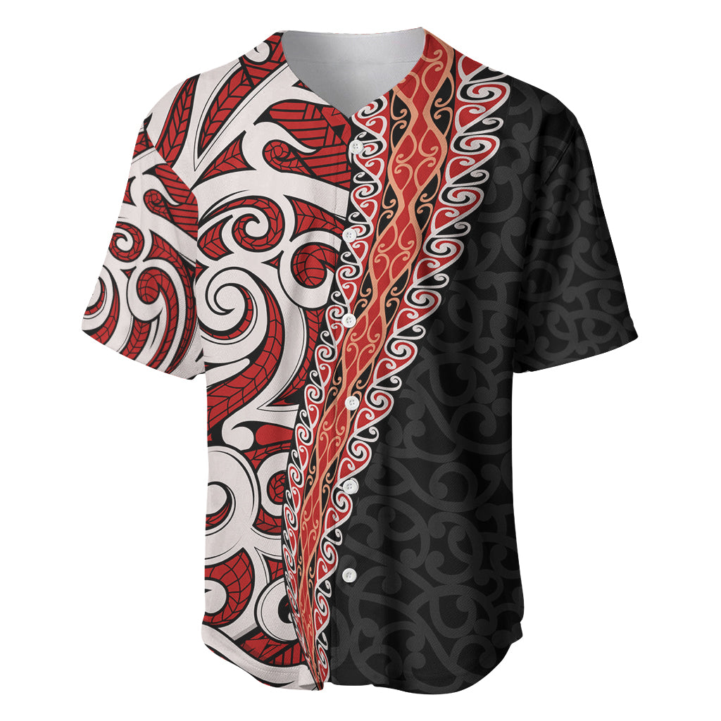 New Zealand Maori Stylized Koru Baseball Jersey LT03 Red - Polynesian Pride