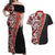 New Zealand Maori Stylized Koru Couples Matching Off Shoulder Maxi Dress and Hawaiian Shirt LT03 Red - Polynesian Pride