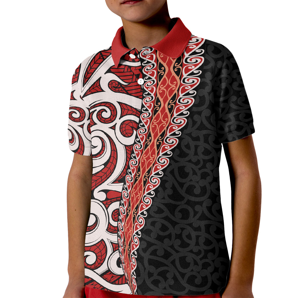 New Zealand Maori Stylized Koru Kid Polo Shirt LT03 Kid Red - Polynesian Pride