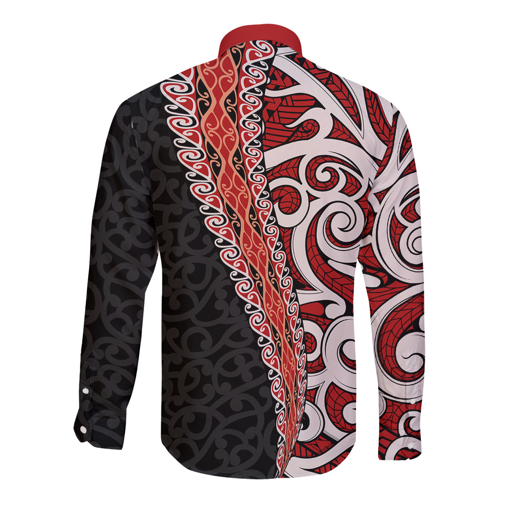New Zealand Maori Stylized Koru Long Sleeve Button Shirt LT03 - Polynesian Pride