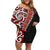 New Zealand Maori Stylized Koru Off Shoulder Short Dress LT03 Women Red - Polynesian Pride