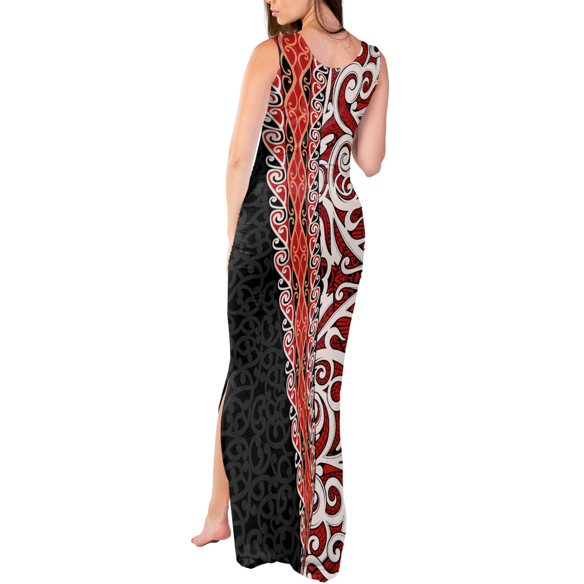 New Zealand Maori Stylized Koru Tank Maxi Dress LT03 - Polynesian Pride