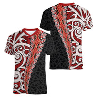 New Zealand Maori Stylized Koru Women V Neck T Shirt LT03 - Polynesian Pride