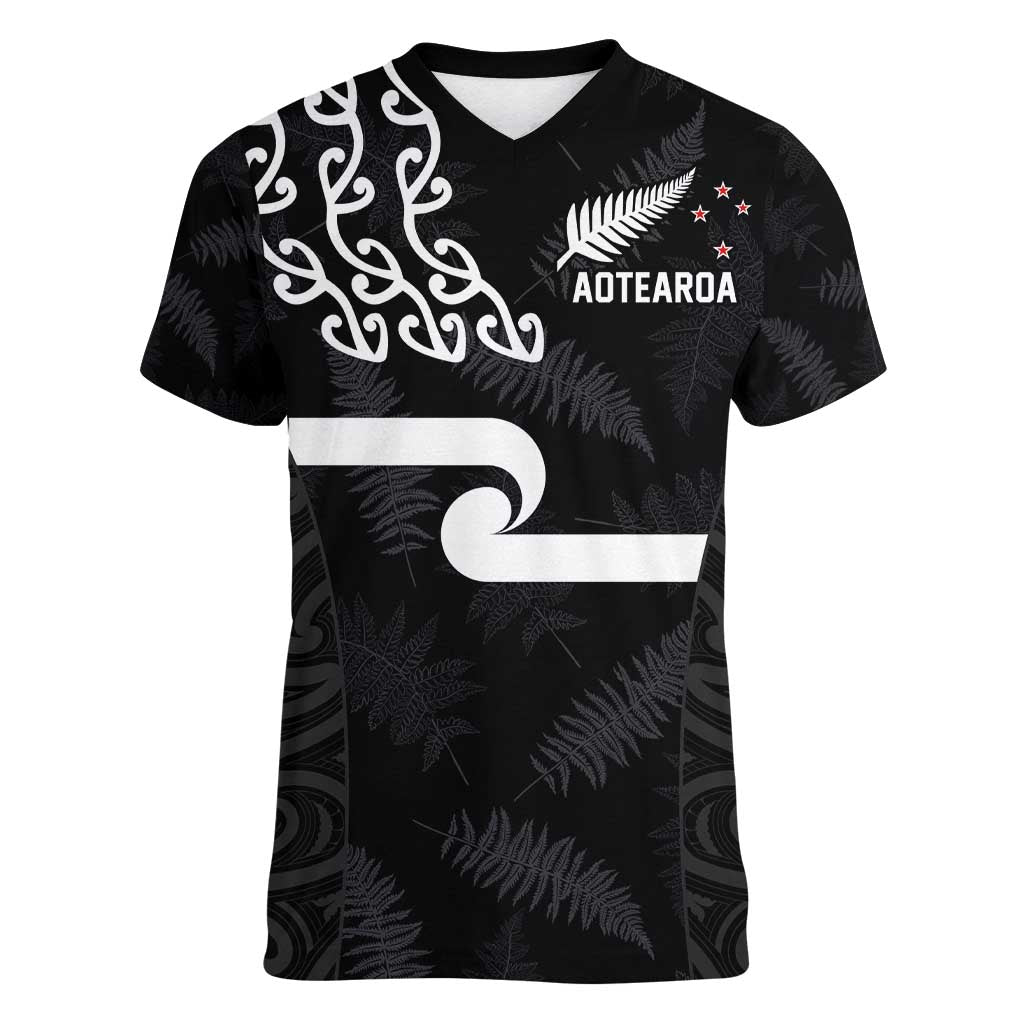 New Zealand Rugby Custom Women V-Neck T-Shirt The Champions Aotearoa