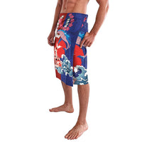 Hawaiian and Japanese Together Lavalava The Whale and Koi Fish with Hinomaru and Lei