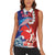 Hawaiian and Japanese Together Women Sleeveless Polo Shirt The Whale and Koi Fish with Hinomaru and Lei